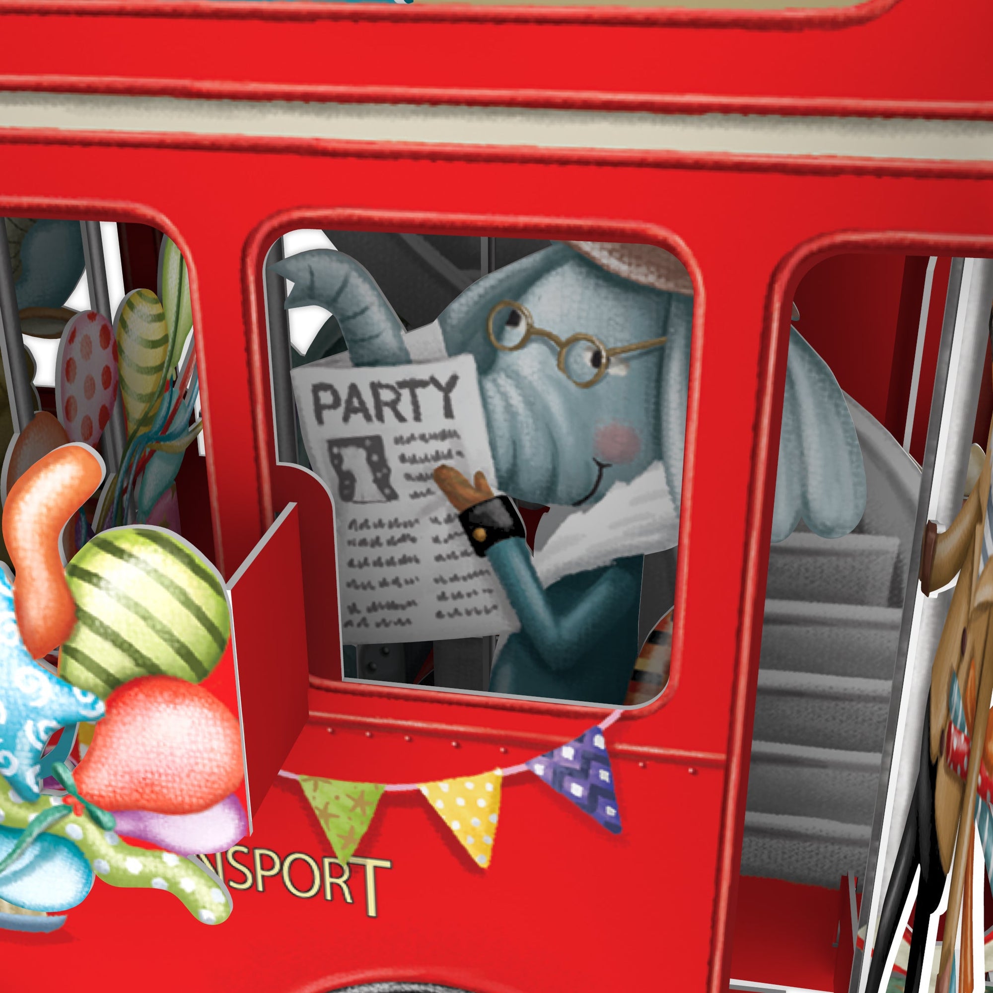&quot;The Party Bus&quot; - 3D Pop Up Greetings Card