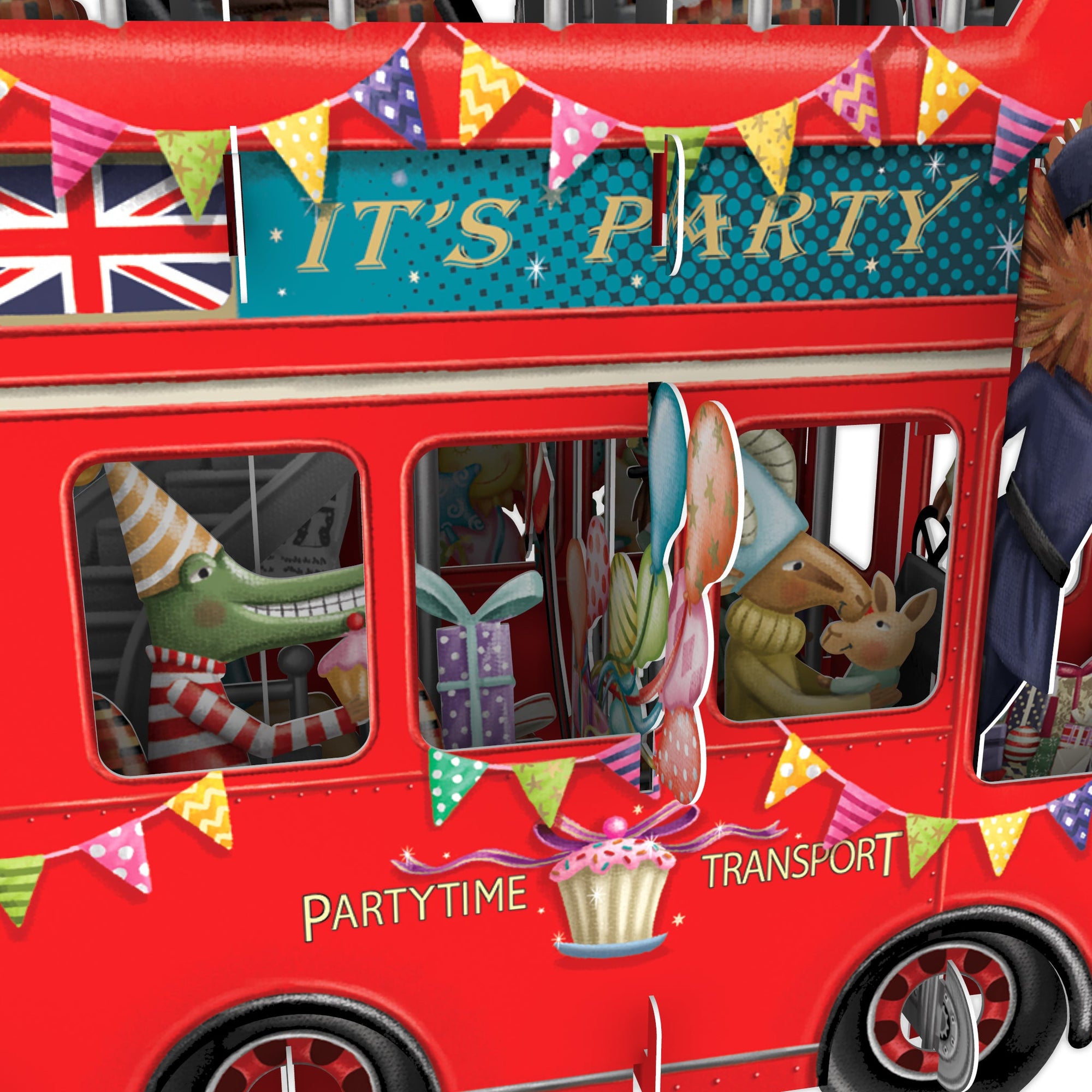 &quot;The Party Bus&quot; - 3D Pop Up Greetings Card