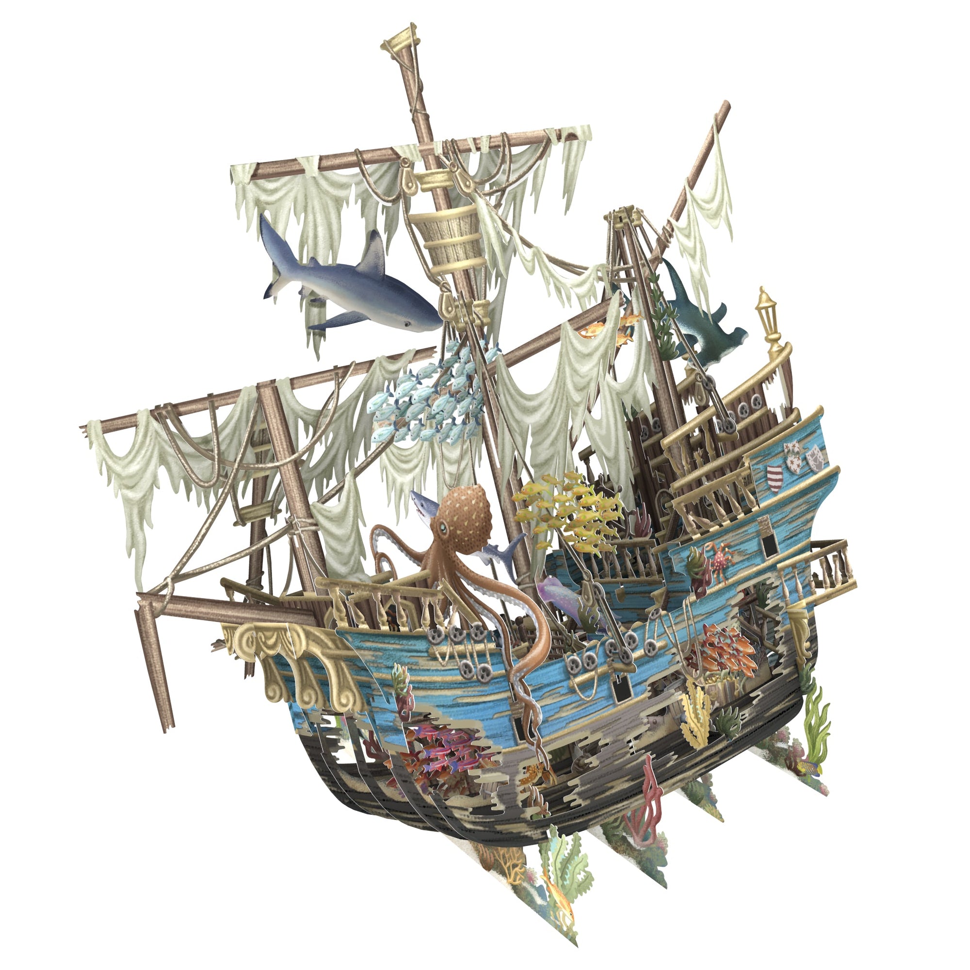 &quot;Sunken Galleon&quot; - 3D Pop Up Greetings Card