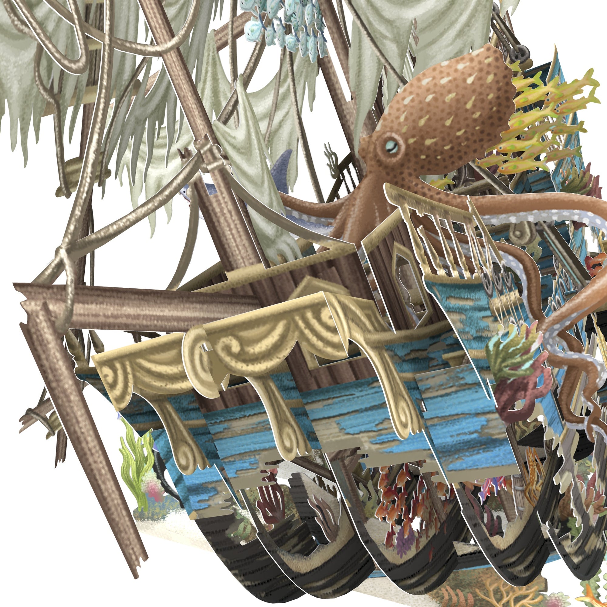 &quot;Sunken Galleon&quot; - 3D Pop Up Greetings Card