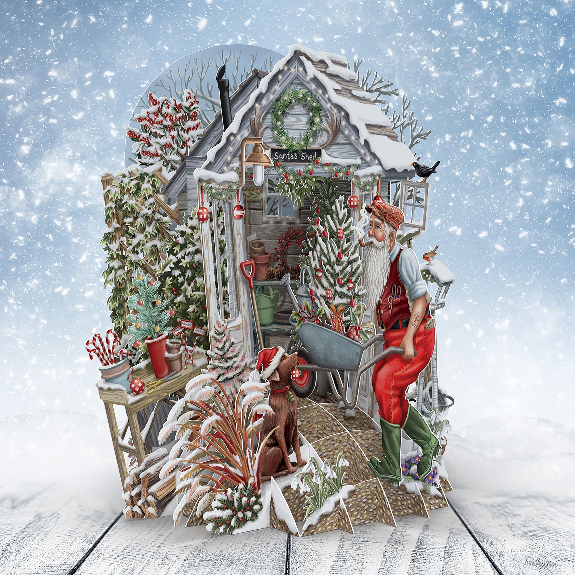 3D Pop Up Christmas Card Santa's Shed XTW027
