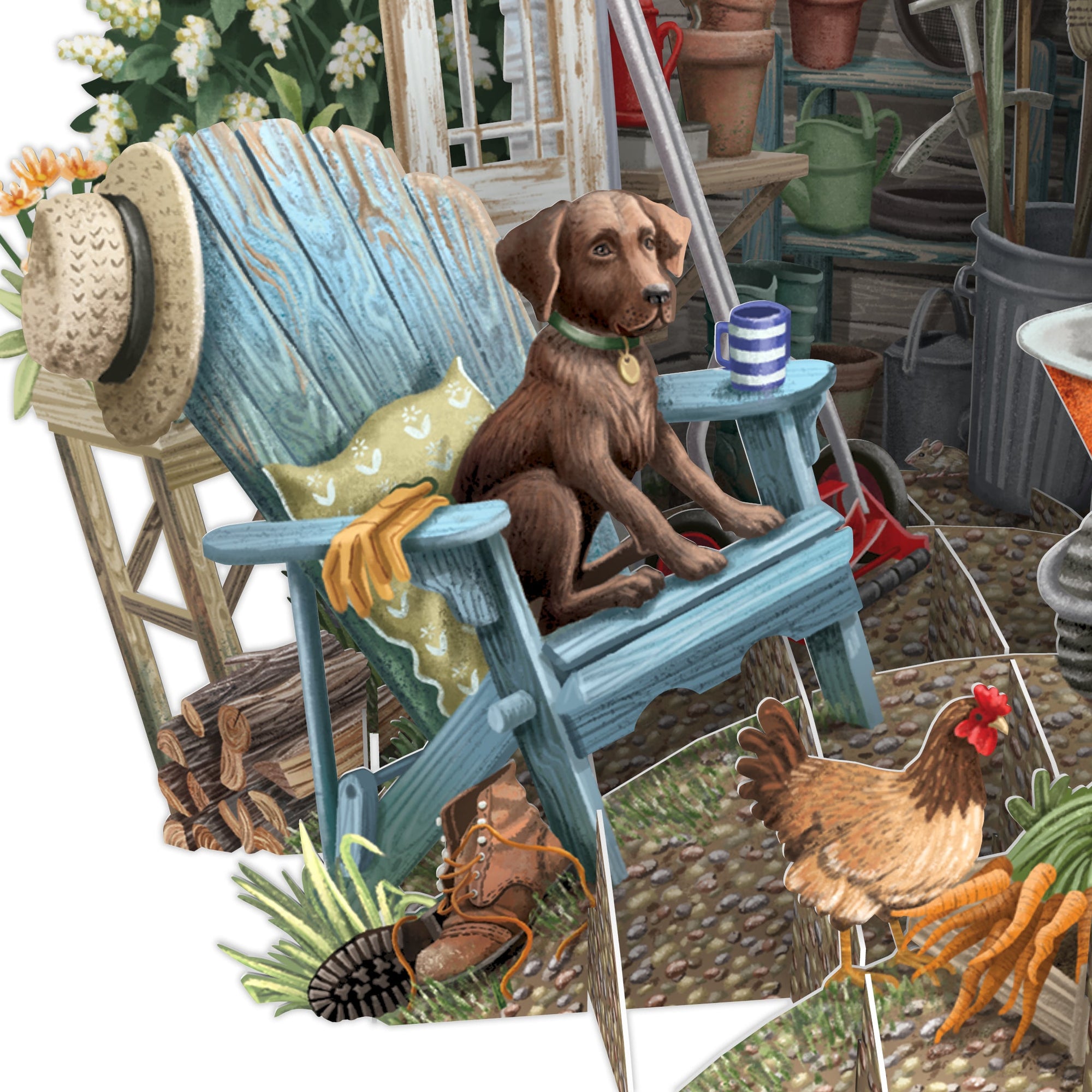 &quot;Shed Quarters&quot; - Top of the World Pop Up Greetings Card